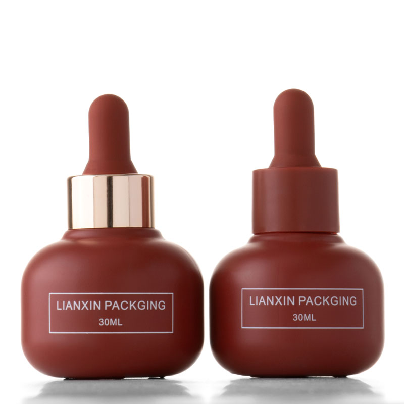30ml red round frosted glass dropper bottle