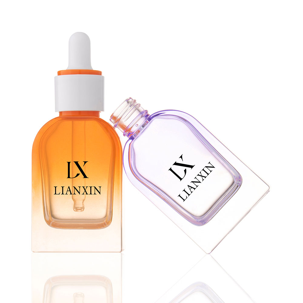 15ml and 30ml Rounded Square Glass Dropper Bottles with White Dropper Caps for Serum and Essential Oil Packaging