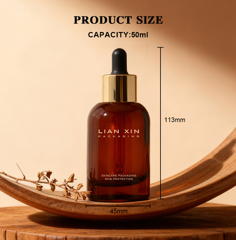 50ml amber glass dropper bottle size