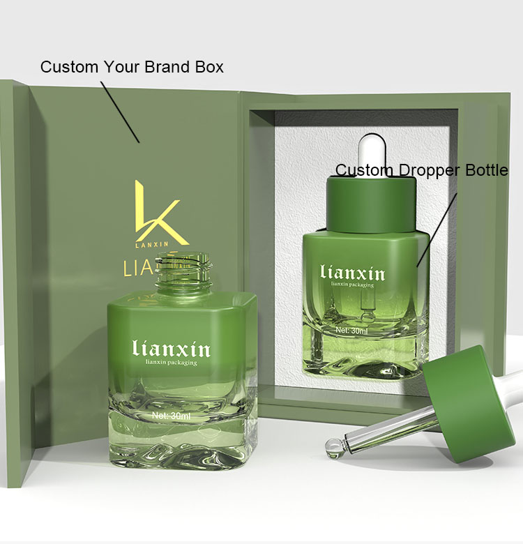 Square Glass Dropper Bottle Custom