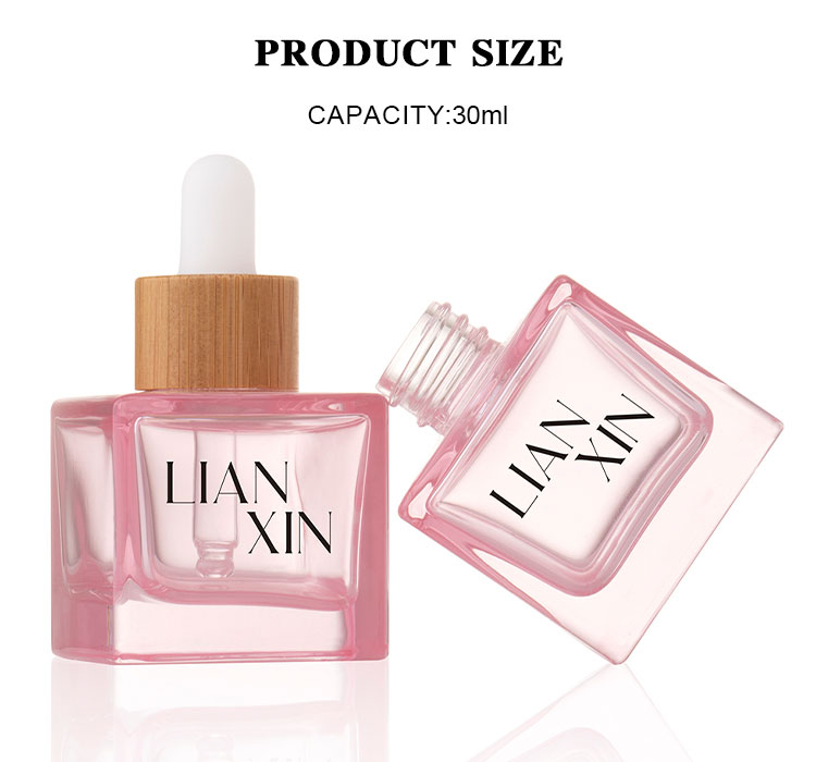 30ml square glass dropper bottle with bamboo cap size