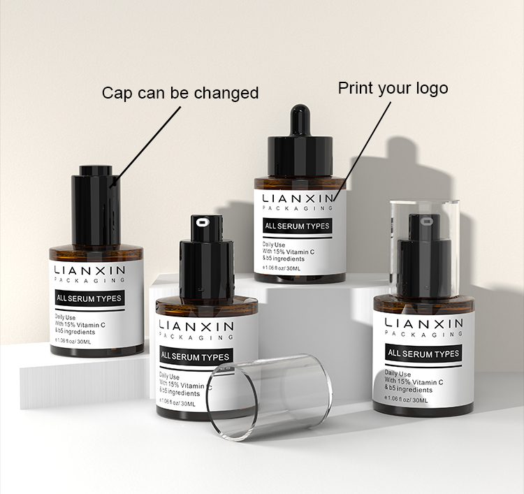 30ml Straight Round Glass Serum Bottle custom