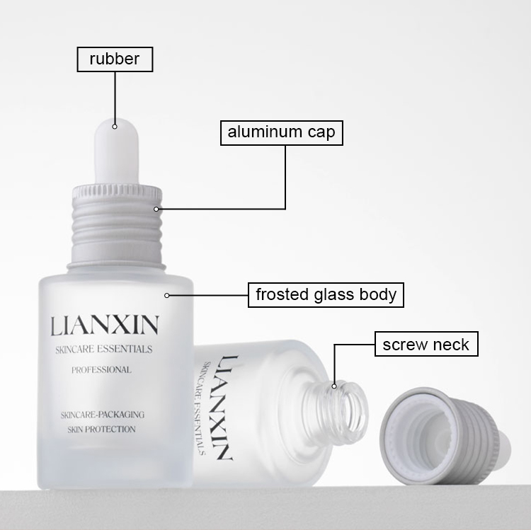 30ml frosted glass dropper bottle details