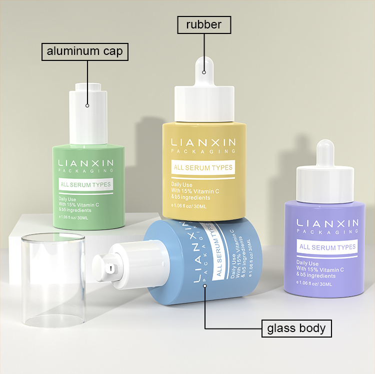30ml Straight Round Glass Serum Bottle details