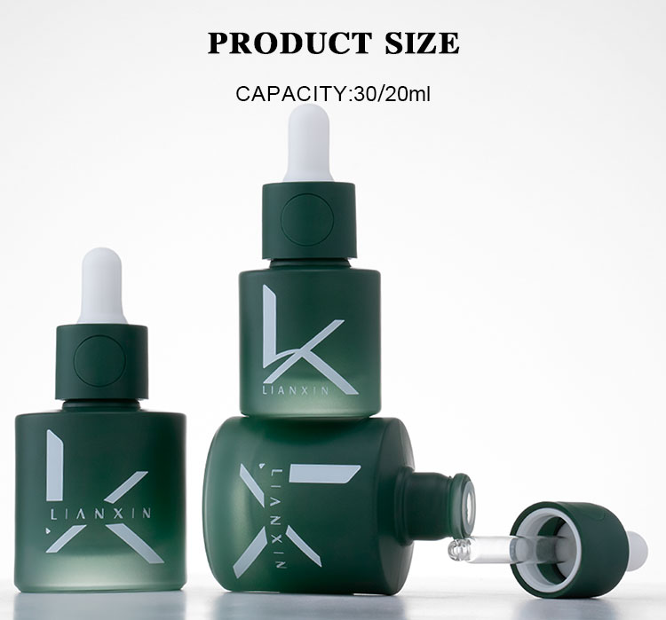 green frosted dropper bottle