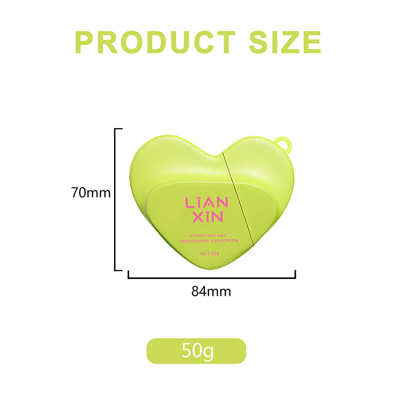50ml heart shape sun creen bottle size