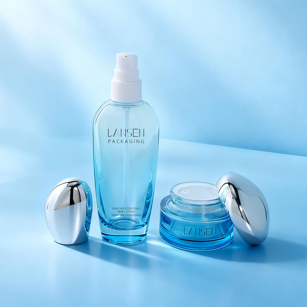 Premium cosmetic glass bottle set