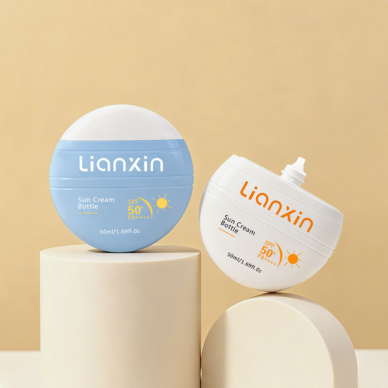 round sunscreen bottle SPF50 packaging design