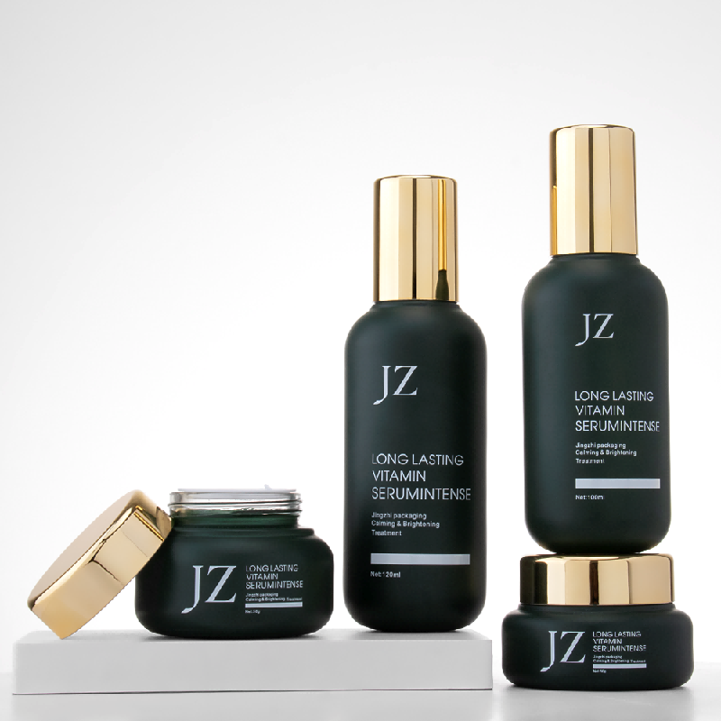 Luxury green glass skincare packaging set