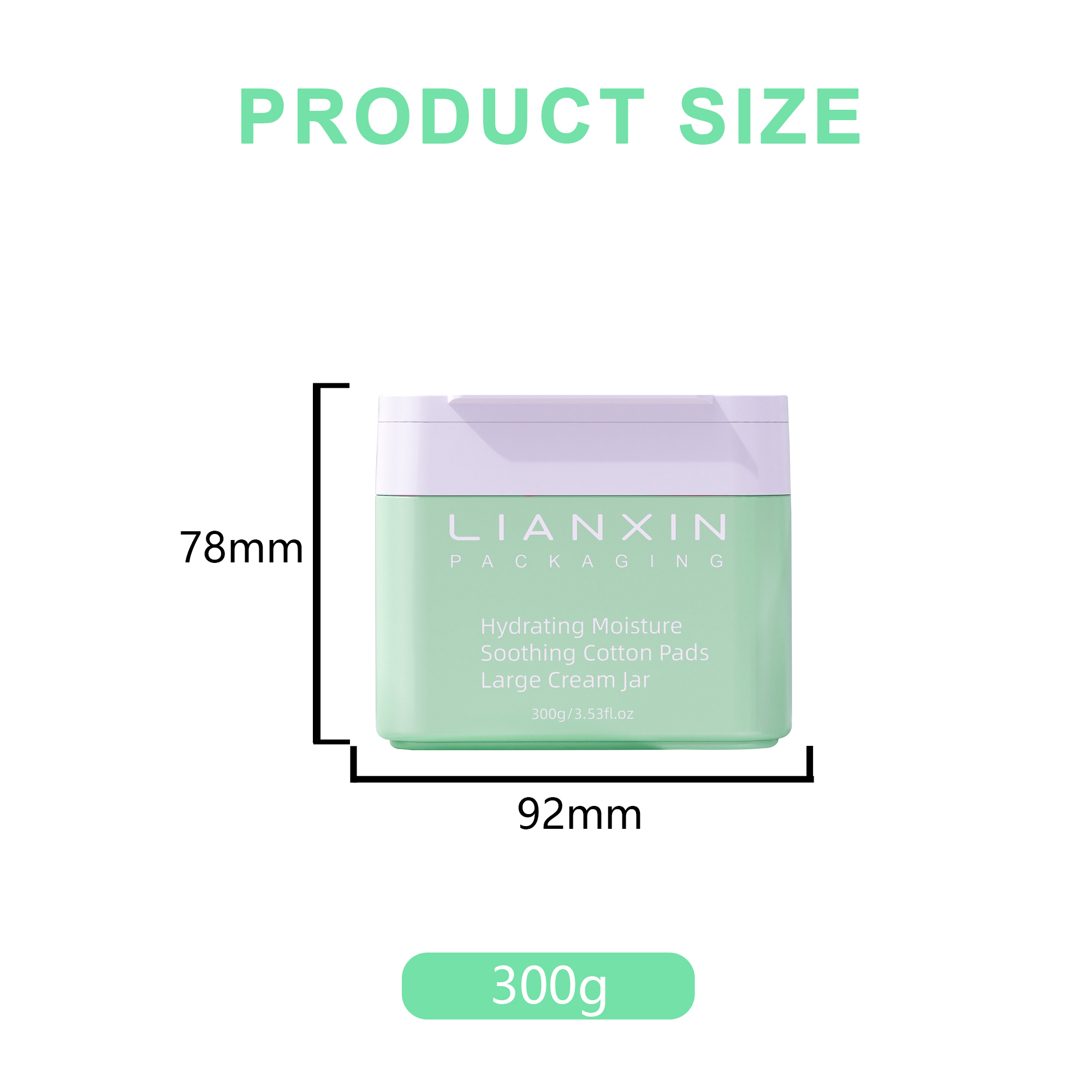 300g Plastic Cotton Pad Jar with Tweezers Size