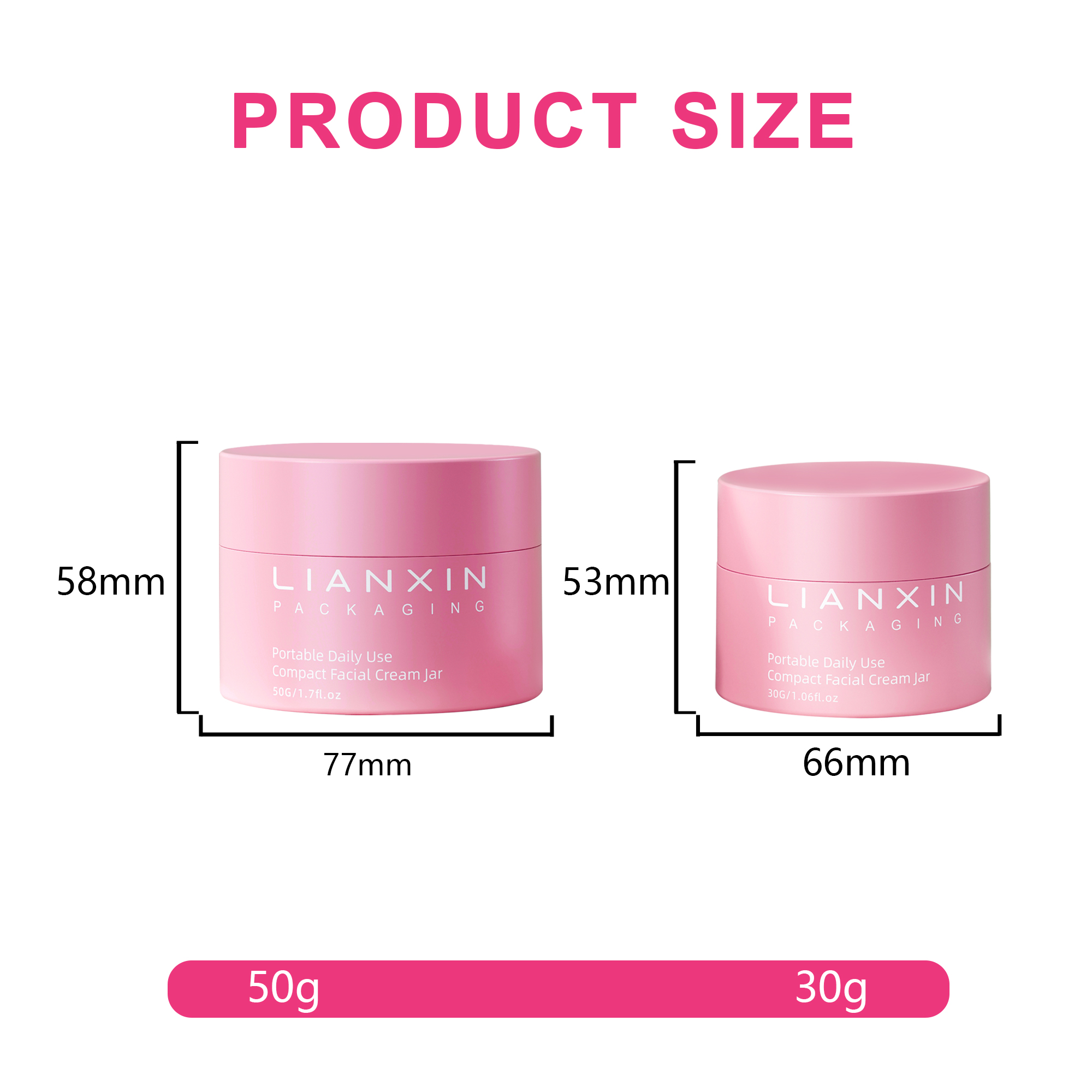 Plastic Skincare Cream Jar Size