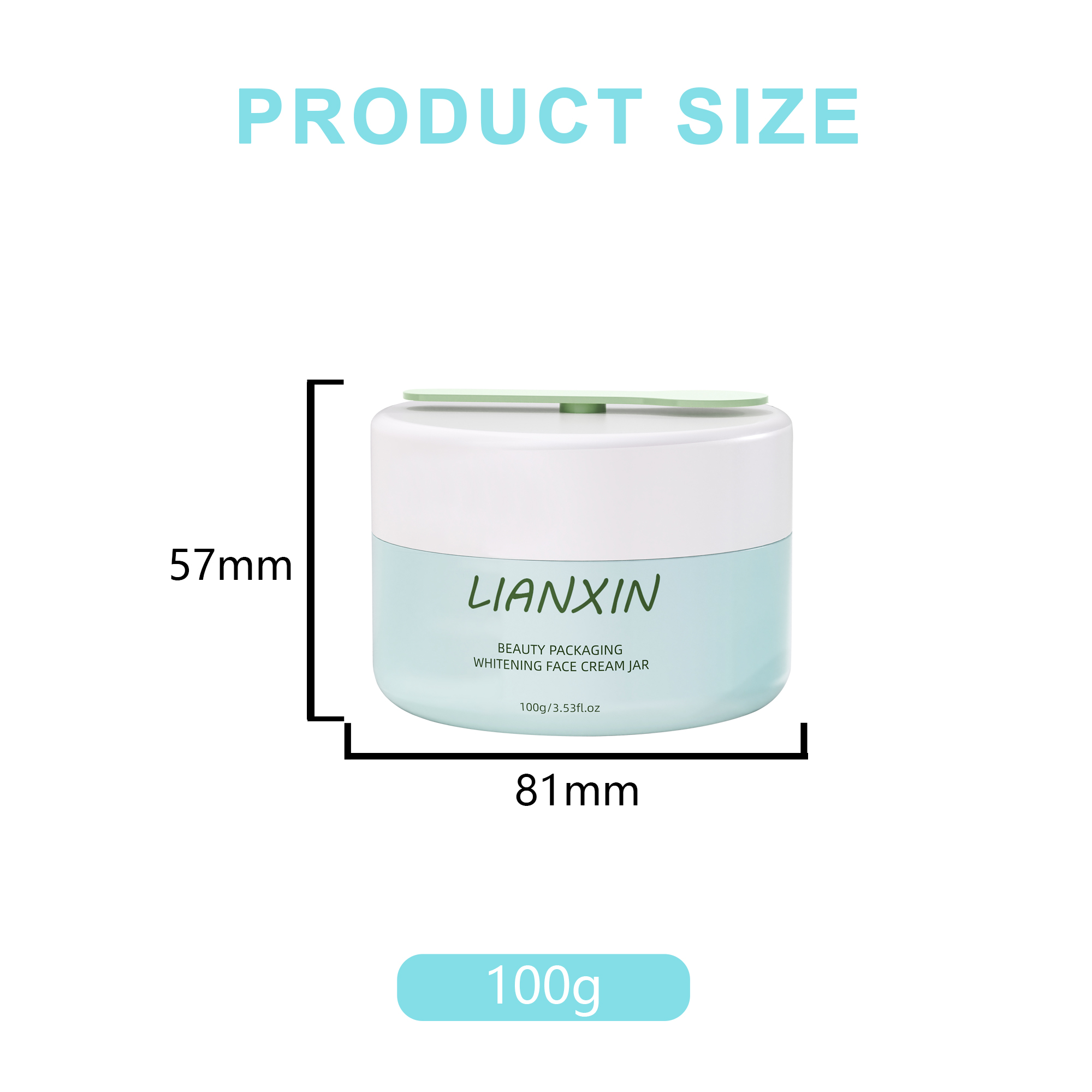 100g plastic cosmetic jar with spatula spoon for face cream packaging size