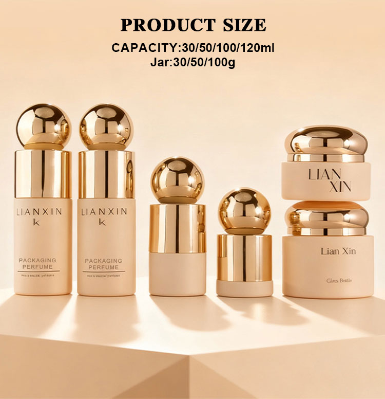 Ball Cap Glass Skincare Packaging Set Size