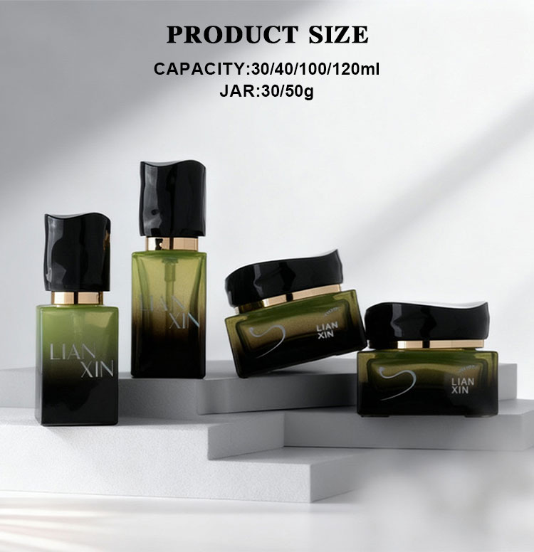 Green Square Cosmetic Bottle size