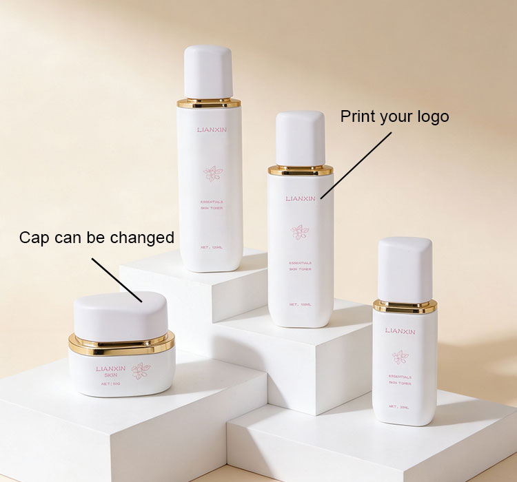 Luxury white glass skincare bottle set custom