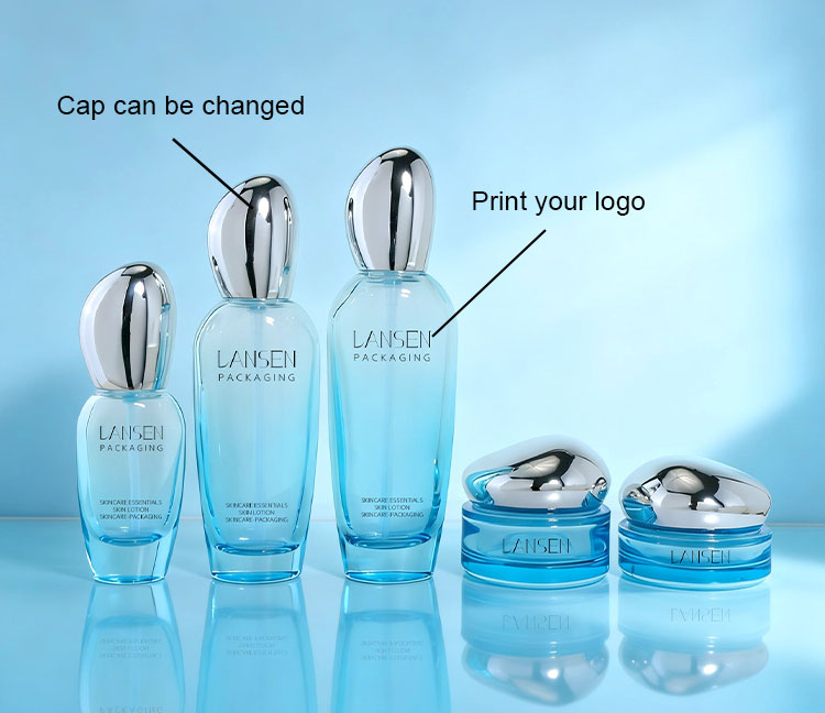 Glass lotion bottle and cream jar collection custom