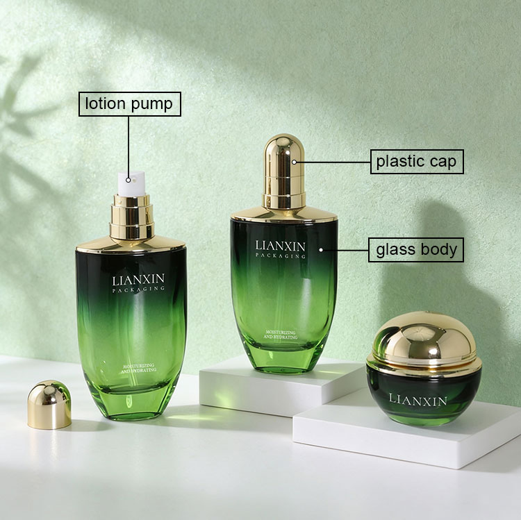 Luxury Oval Glass Cosmetic Bottle Details
