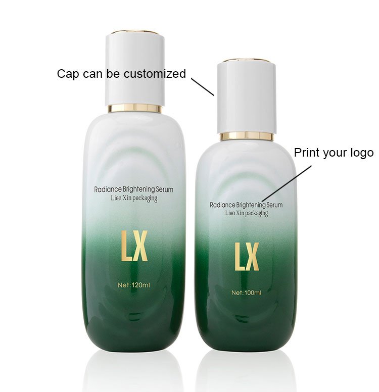 Luxury green gradient glass skincare packaging set custom