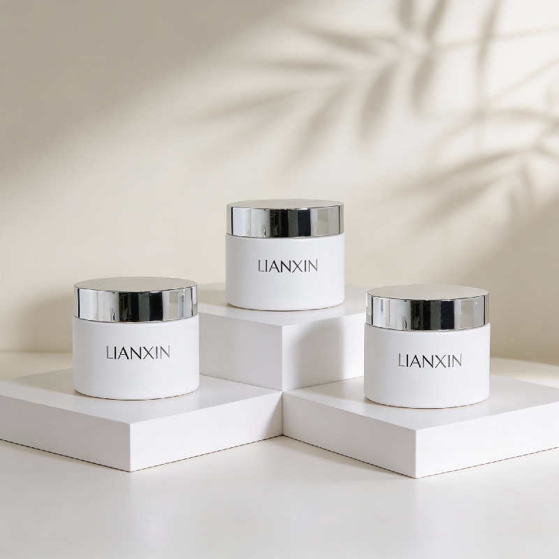 20g 30g white glass cosmetic cream jar