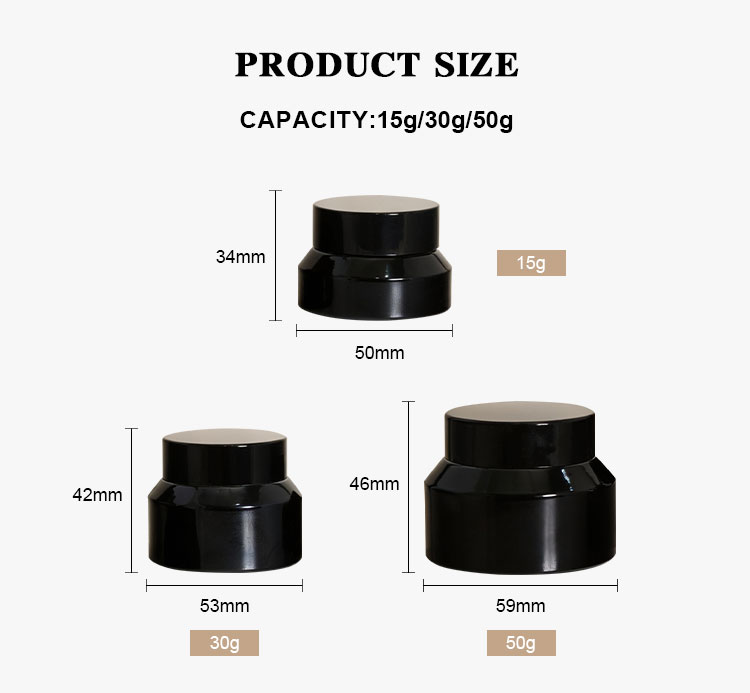 Black Glass Cosmetic Jar Size