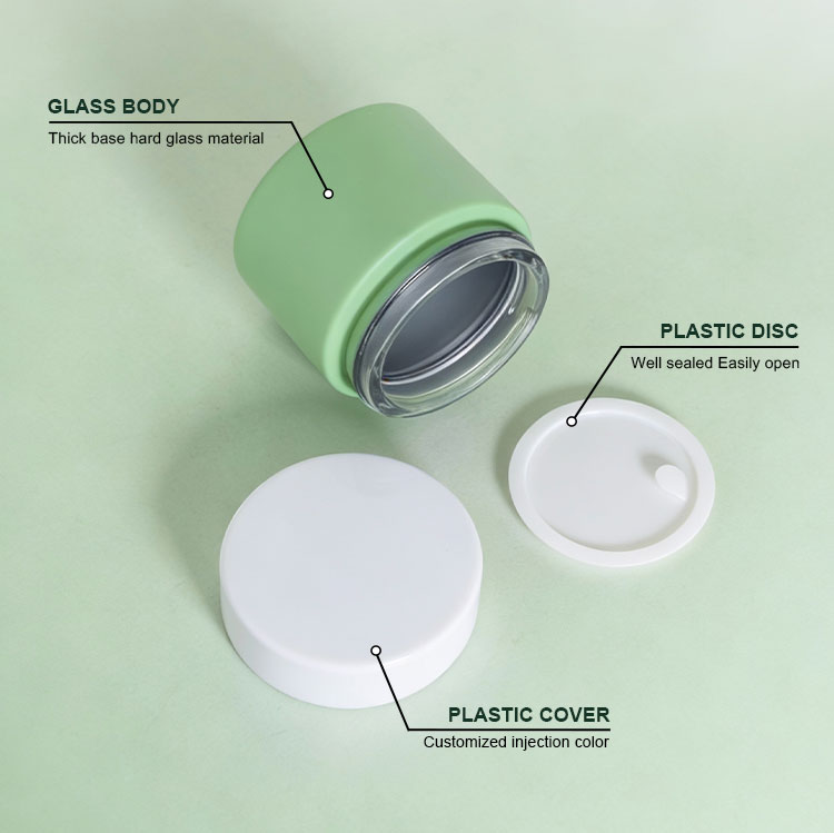 30g 50g 60g frosted green glass cosmetic cream jar details
