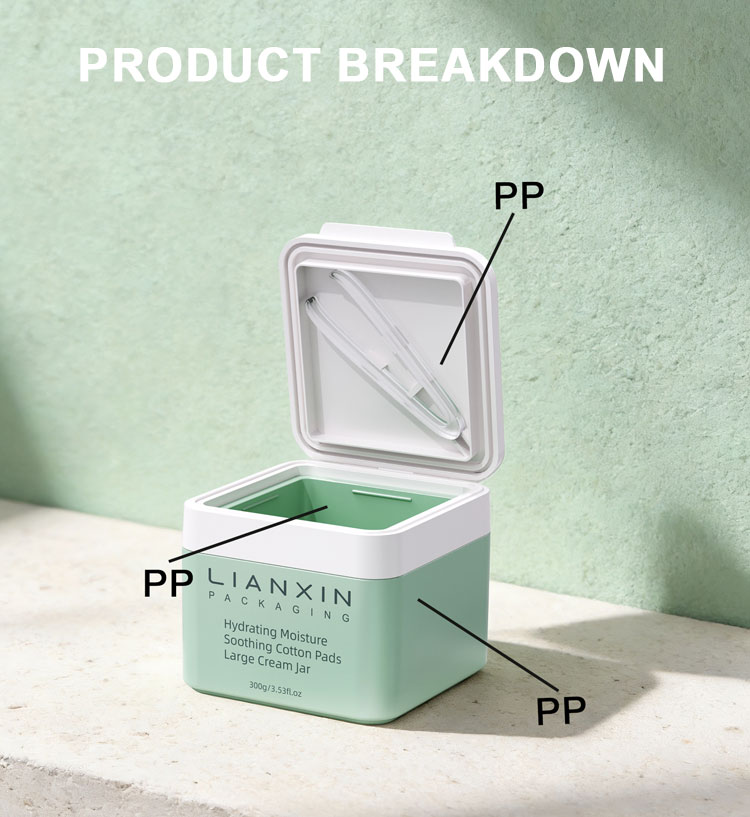 300g Plastic Cotton Pad Jar with Tweezers Details