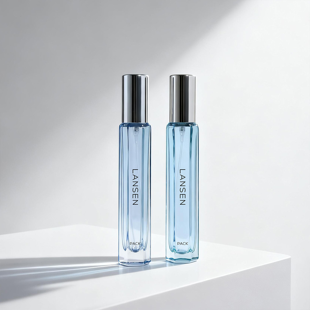 10ml hexagonal screw neck glass perfume bottle with spray pump