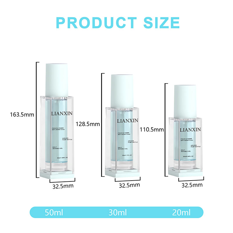 20ml 30ml 50ml square airless bottle size