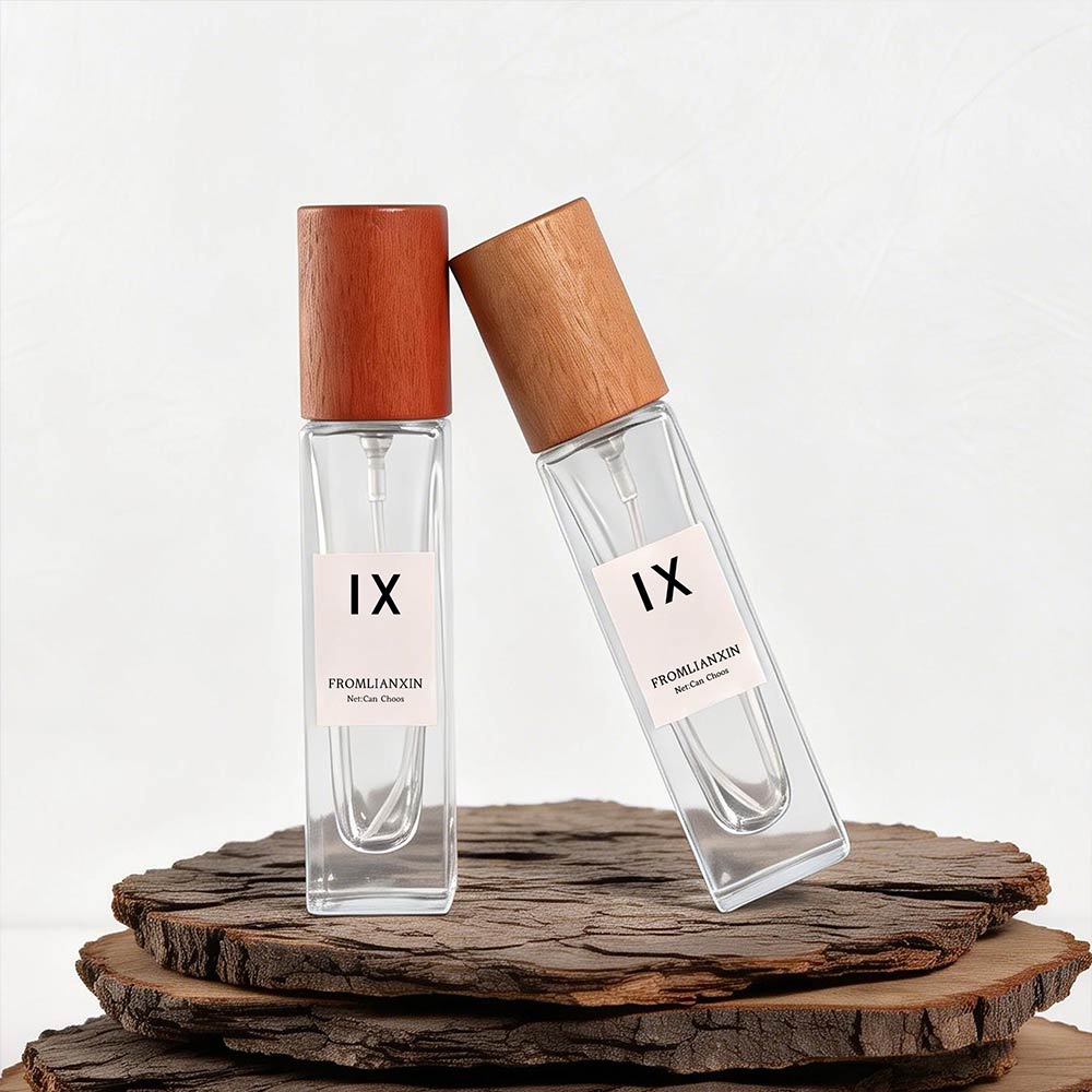15ml rectangular wooden cap perfume bottle