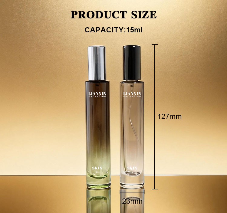 15ml glass perfume bottle dimensions 127mm height 23mm diameter