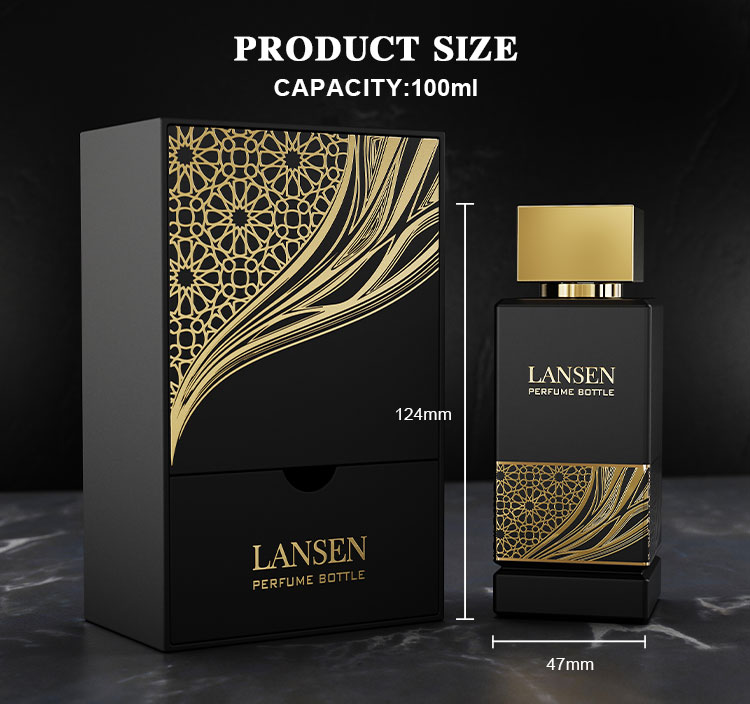 100ml Square Cologne Bottle with Box Size