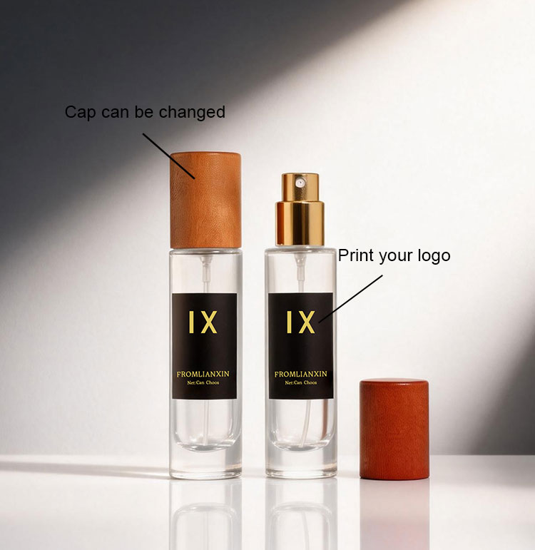 custom wooden cap glass perfume bottles for fragrance brands