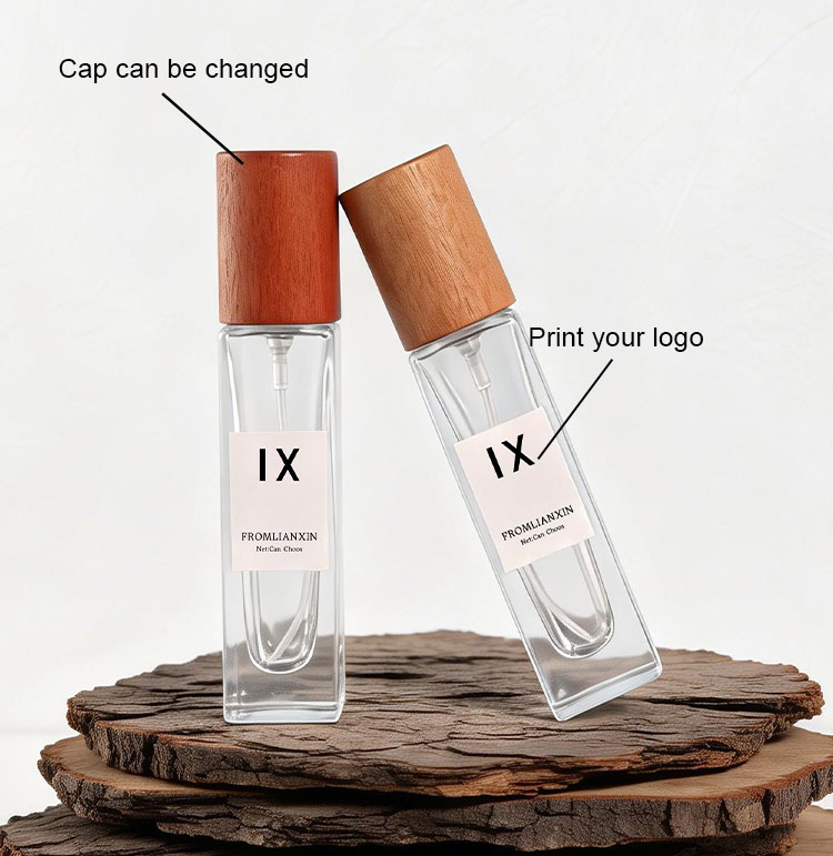 custom rectangular wooden cap perfume bottles for brands