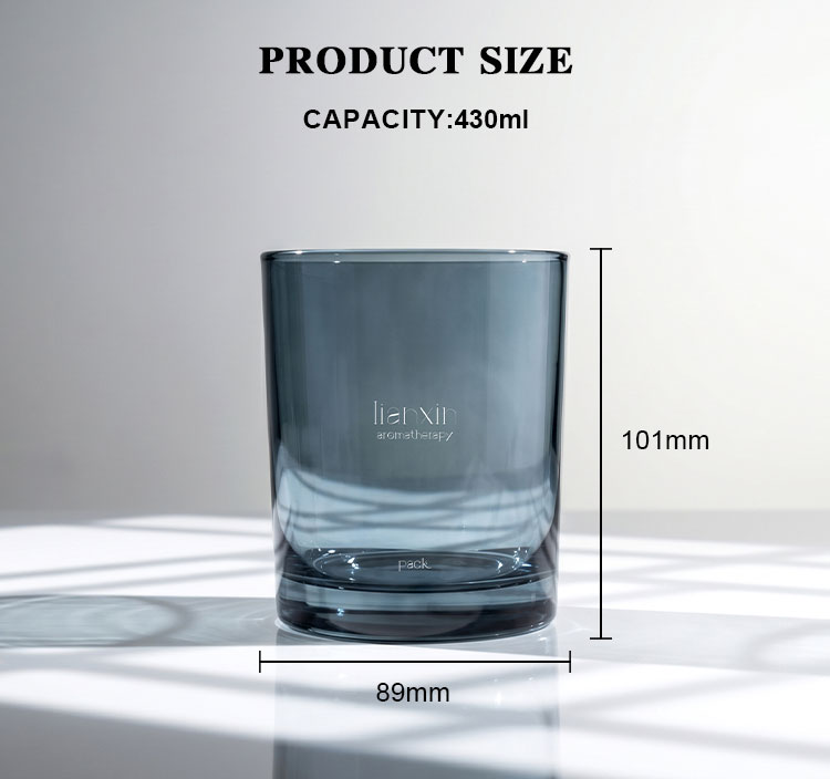 430ml glass candle jar size 89mm diameter by 101mm height