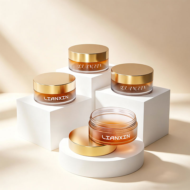 Amber 180g acrylic body butter jars with gold screw lids