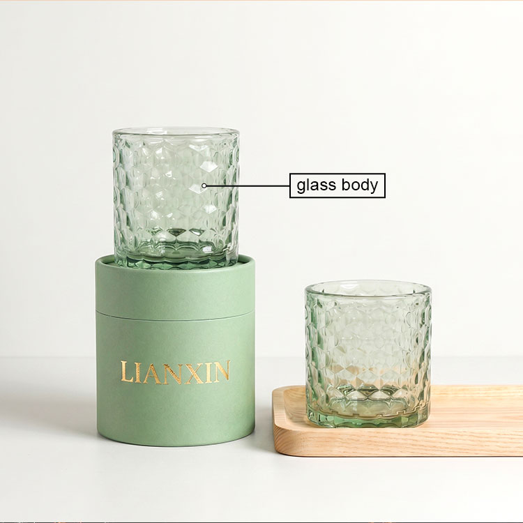 260ml Textured Clear Glass Candle Jar with Custom Gift Box 5 260ml textured clear glass candle jar and glass body material details