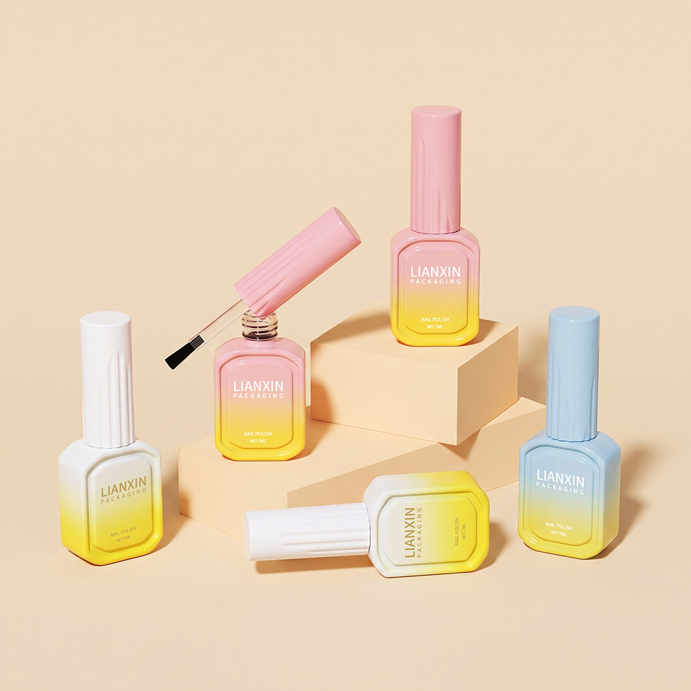 7ml framed nail polish bottles in pink, white and blue gradient finishes