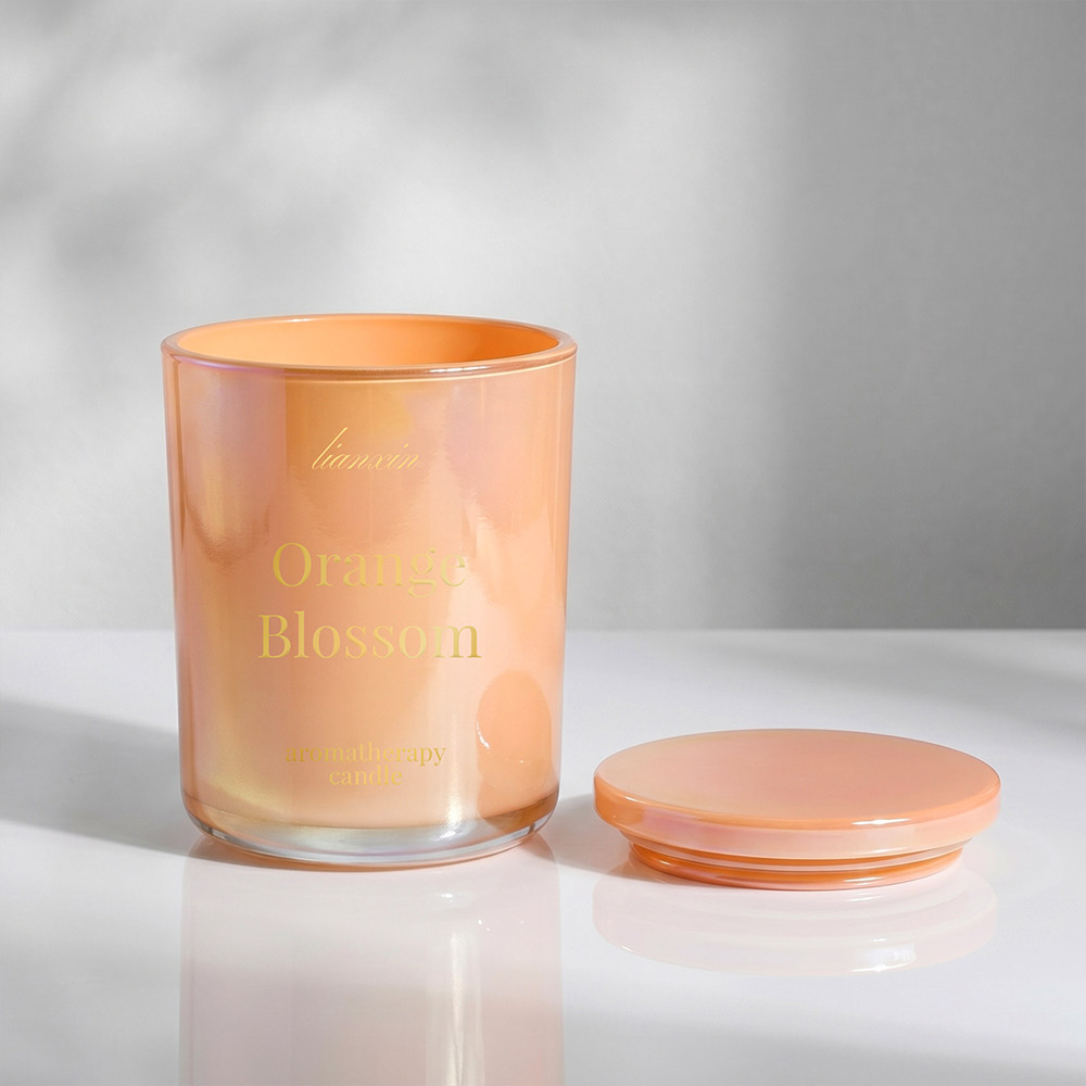 Open 620ml glass candle jar with matching glass lid