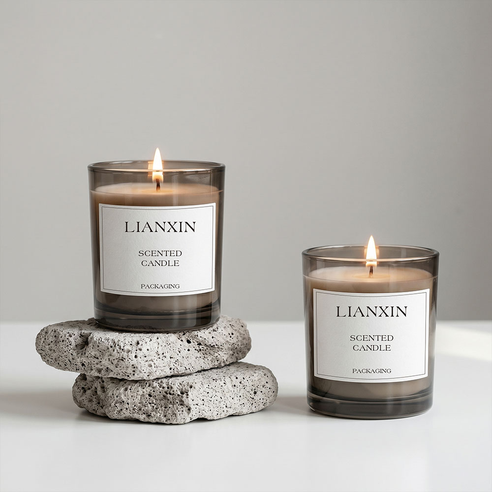 210ml smoky brown glass candle jars with scented candles