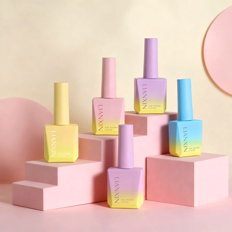 Custom pastel color 13ml square glass nail polish bottle collection