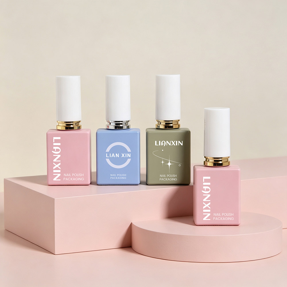 Custom logo square glass nail polish bottles for private label brands