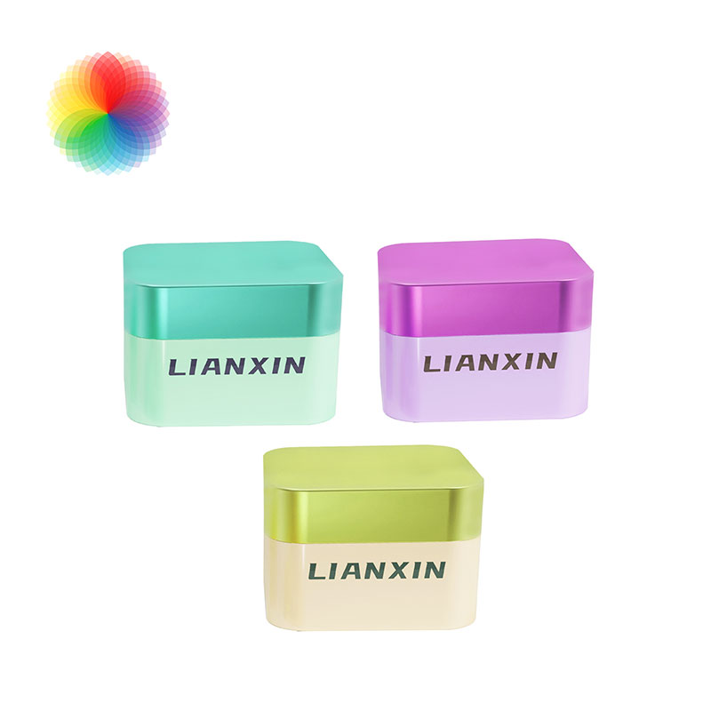 Gradient color square plastic cosmetic jars with customizable colors and logo printing