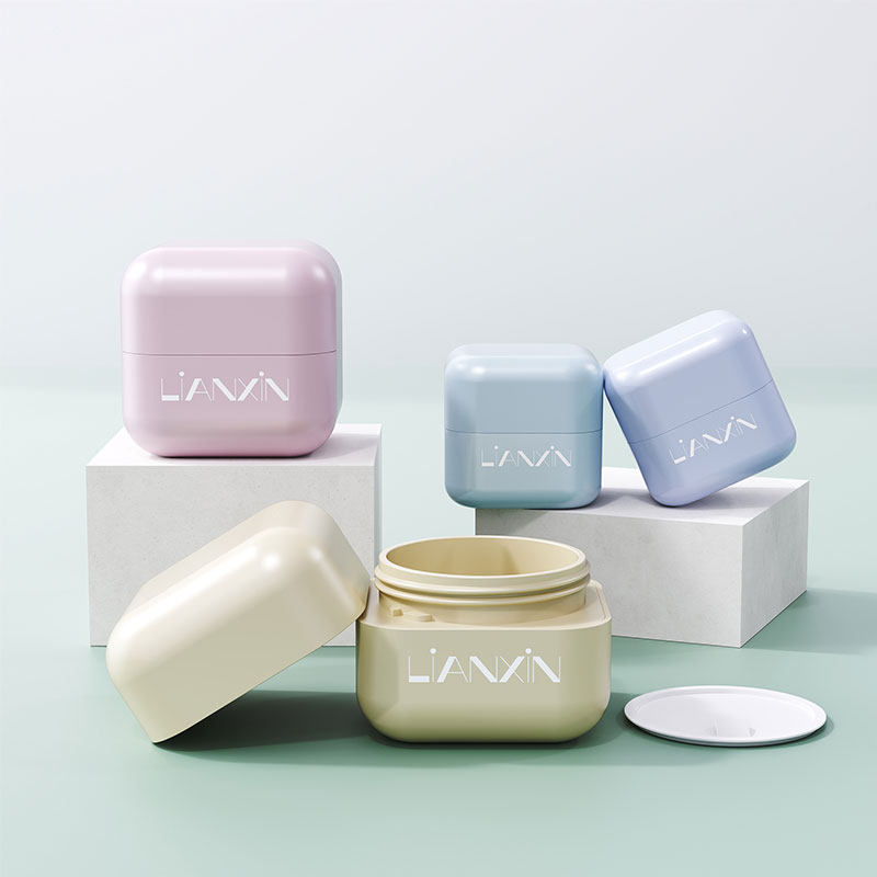 Custom color square cosmetic cream jars with inner sealing discs