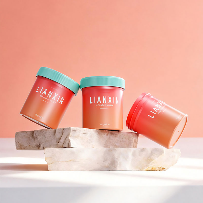 Orange 120g PP cosmetic jars with mint green screw lids