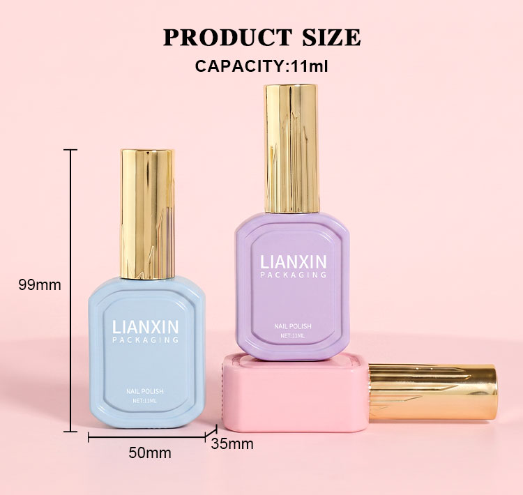 11ml Framed-Panel Glass Nail Polish Bottle with Ribbed Cap 6 11ml glass nail polish bottle dimensions approximately 50 by 35 by 99 millimeters