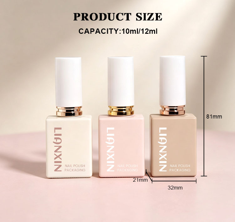 10ml and 12ml square nail polish bottle dimensions 32 x 21 x 81mm