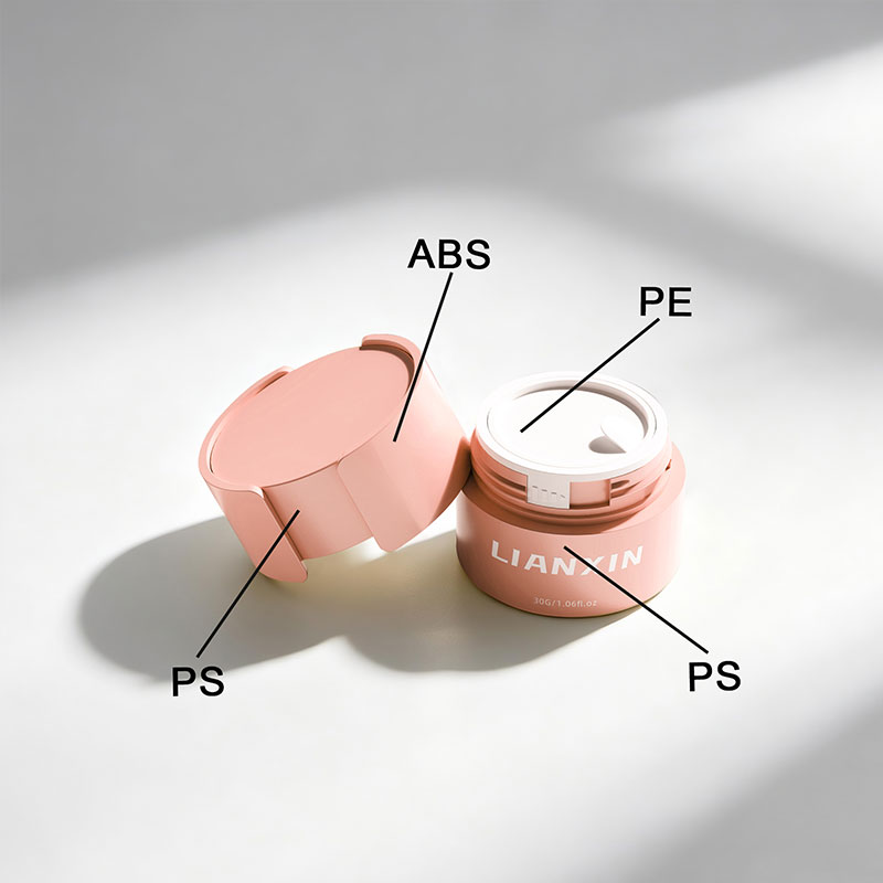 30g plastic face cream jar with PS body ABS cap and PE inner disc