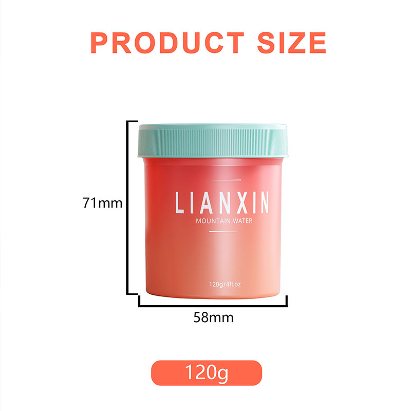 120g PP plastic cosmetic jar size chart 58mm wide and 71mm high