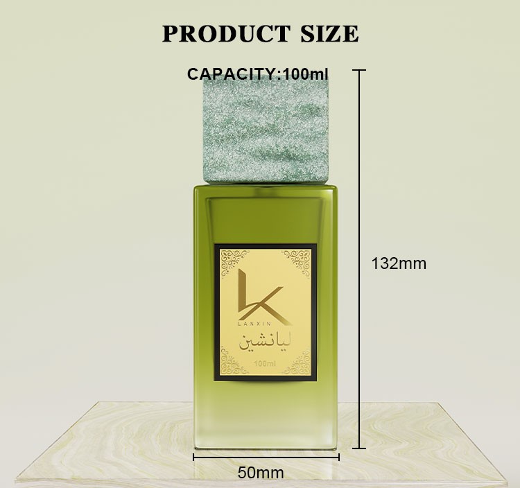 100ml rectangular perfume bottle size chart 132mm height and 50mm width