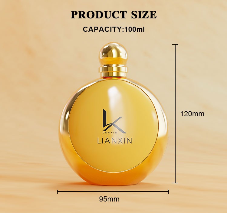 100ml round perfume bottle size chart 120mm body height and 95mm width